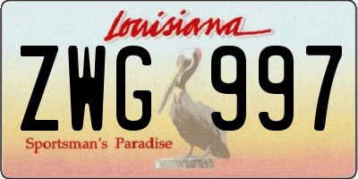 LA license plate ZWG997