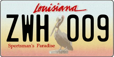 LA license plate ZWH009