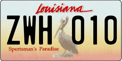LA license plate ZWH010