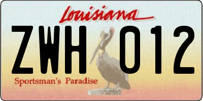 LA license plate ZWH012