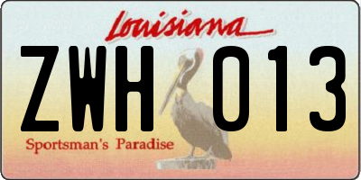 LA license plate ZWH013