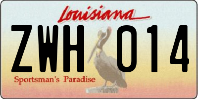 LA license plate ZWH014