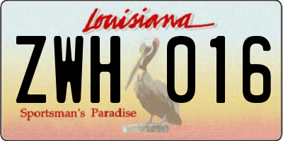 LA license plate ZWH016