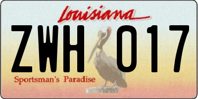 LA license plate ZWH017