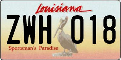 LA license plate ZWH018