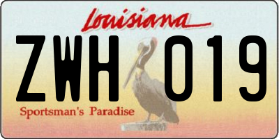 LA license plate ZWH019