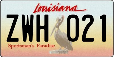 LA license plate ZWH021