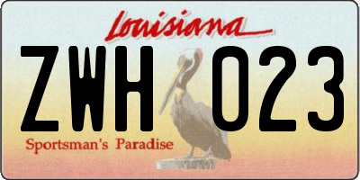 LA license plate ZWH023