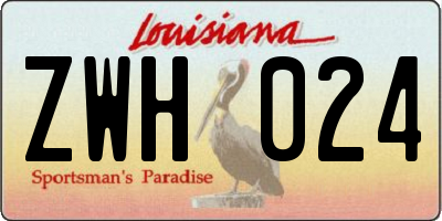 LA license plate ZWH024