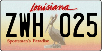 LA license plate ZWH025