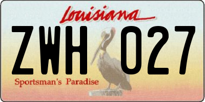 LA license plate ZWH027