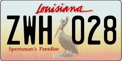 LA license plate ZWH028