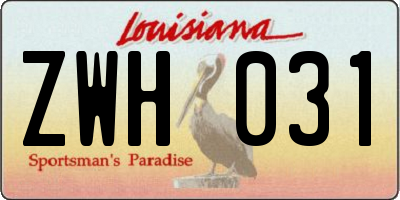 LA license plate ZWH031