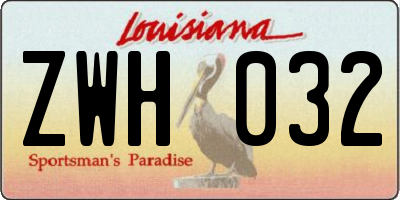LA license plate ZWH032