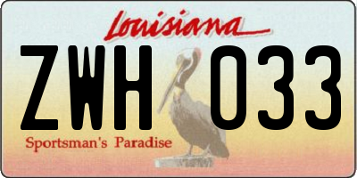 LA license plate ZWH033