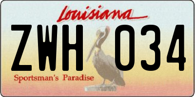 LA license plate ZWH034