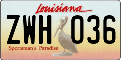 LA license plate ZWH036