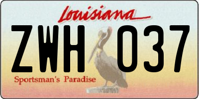 LA license plate ZWH037