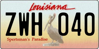 LA license plate ZWH040