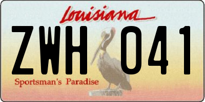 LA license plate ZWH041