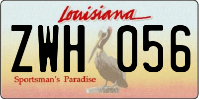 LA license plate ZWH056