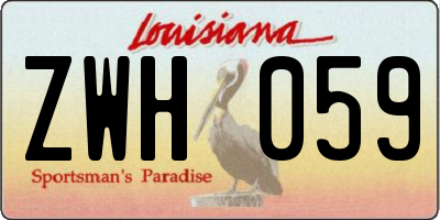 LA license plate ZWH059