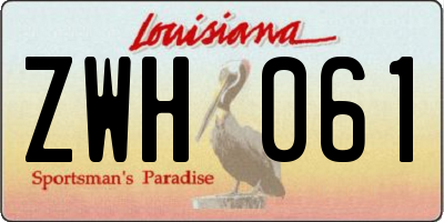 LA license plate ZWH061