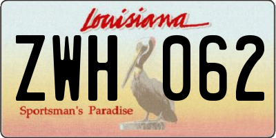 LA license plate ZWH062