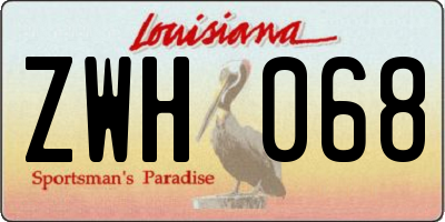 LA license plate ZWH068