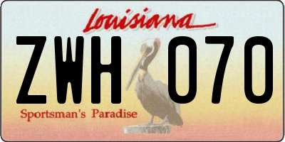 LA license plate ZWH070