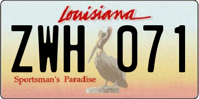 LA license plate ZWH071