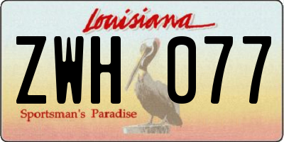 LA license plate ZWH077