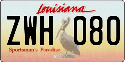 LA license plate ZWH080