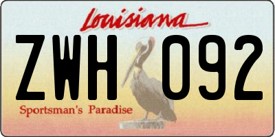 LA license plate ZWH092
