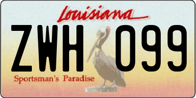 LA license plate ZWH099