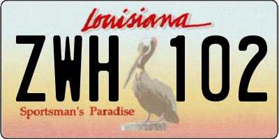 LA license plate ZWH102