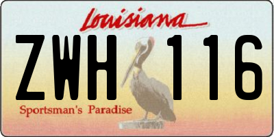 LA license plate ZWH116