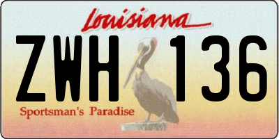 LA license plate ZWH136
