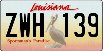 LA license plate ZWH139