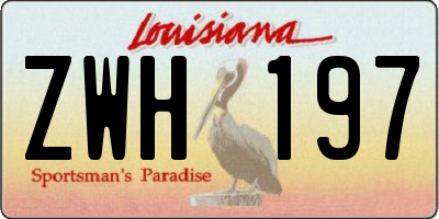 LA license plate ZWH197