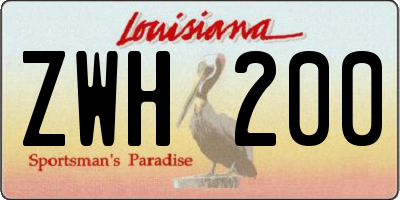 LA license plate ZWH200