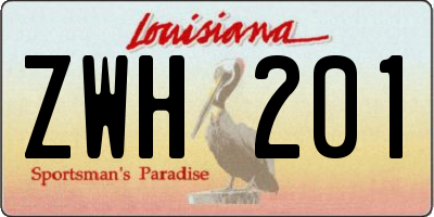 LA license plate ZWH201