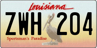 LA license plate ZWH204