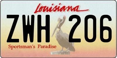 LA license plate ZWH206