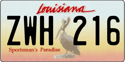 LA license plate ZWH216