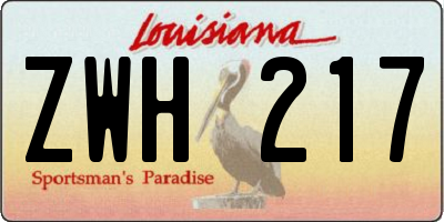 LA license plate ZWH217