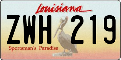 LA license plate ZWH219