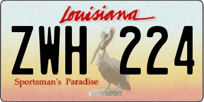 LA license plate ZWH224