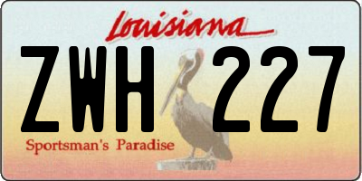 LA license plate ZWH227