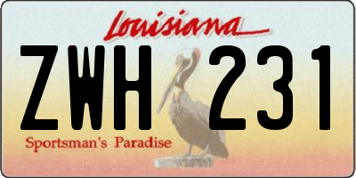 LA license plate ZWH231